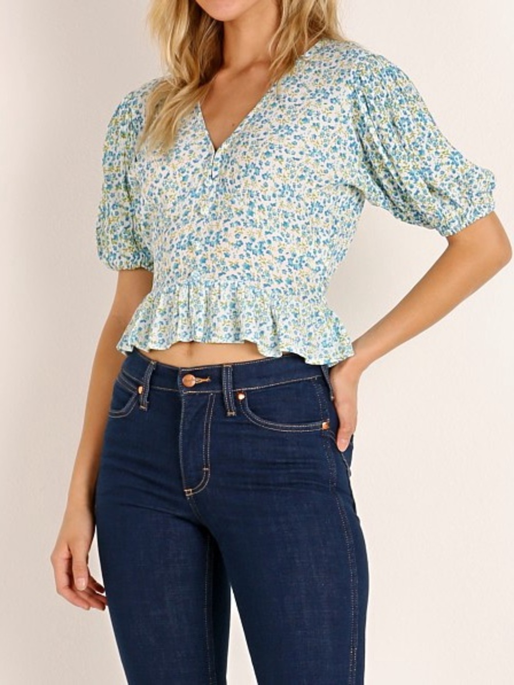 NWOT Faithful The Brand Floral Puff Sleeve Top Country Cottagegore